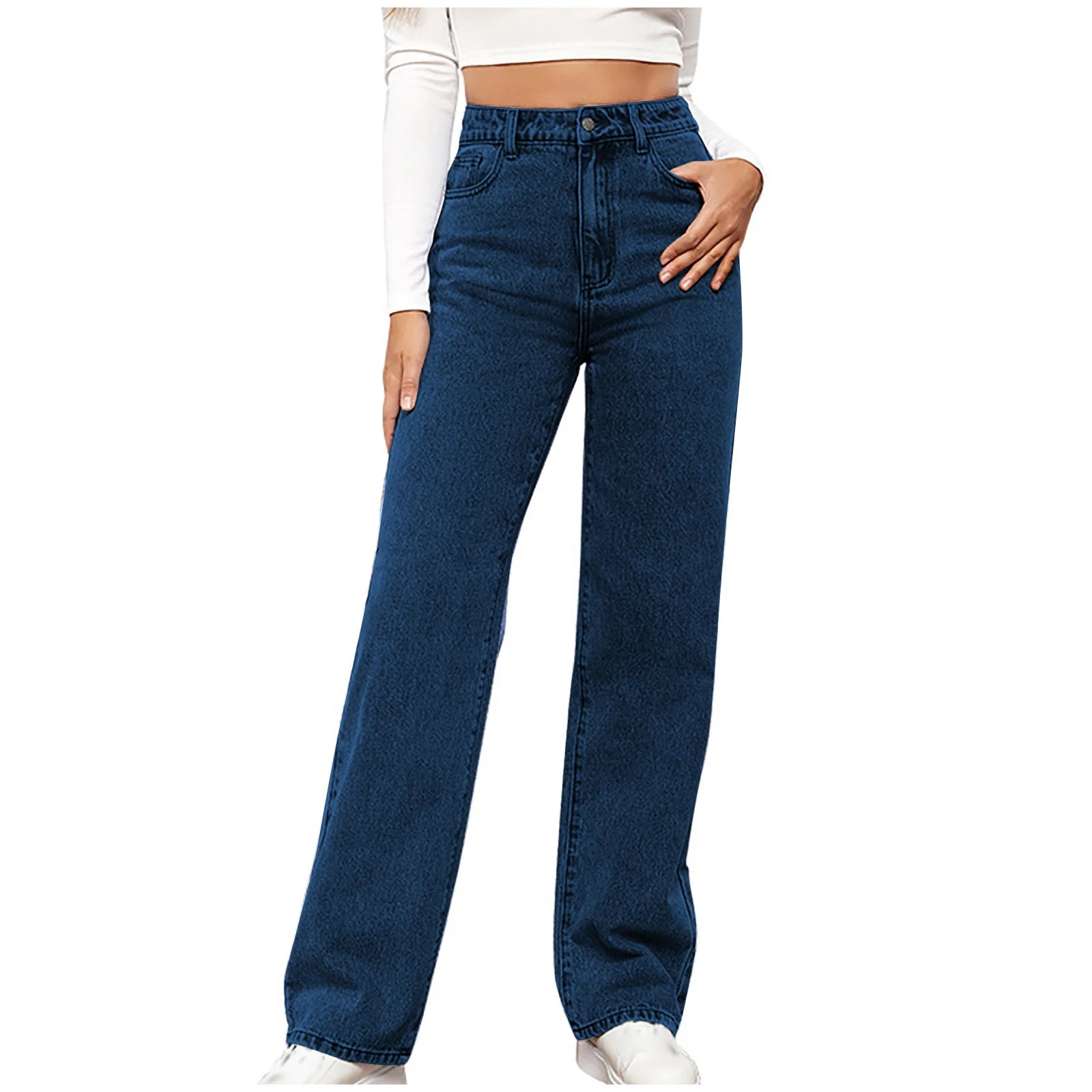 Kovlvoll Wide Leg Jeans Women High Waisted Pants Stretch Slim Casual Solid Color Denim Trousers w... | Walmart (CA)