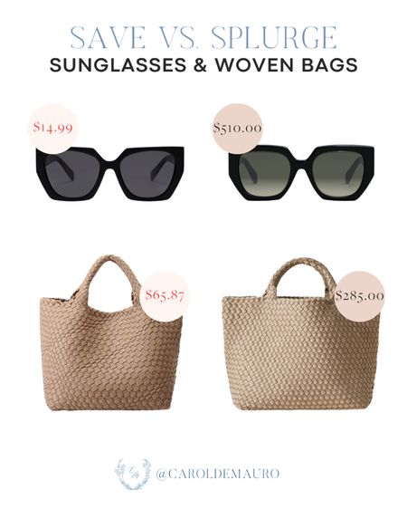 Here are some affordable alternatives to these black trendy sunglasses and neutral handwoven tote bags!
#casualstyle #lookforless #fashionaccessories #affordablefinds

#LTKSeasonal #LTKStyleTip #LTKItBag