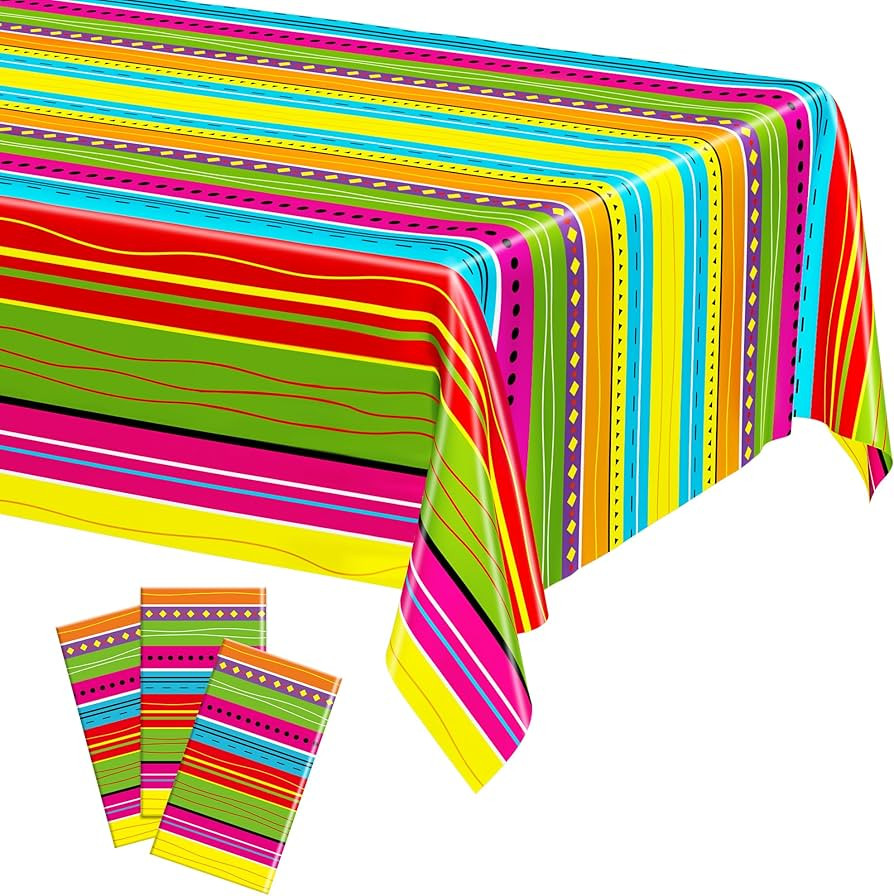 3 Pcs Cinco De Mayo Decorations, Disposable Fiesta Tablecloths (54 X 108 Inches), Rectangle Table... | Amazon (US)