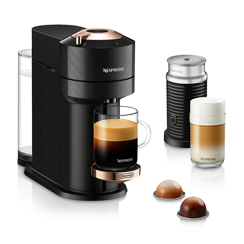 Nespresso Vertuo Next Premium Coffee and Espresso Maker by DeLonghi with Aeroccino Milk Frother, Black Rose Gold | Bloomingdale's (US)