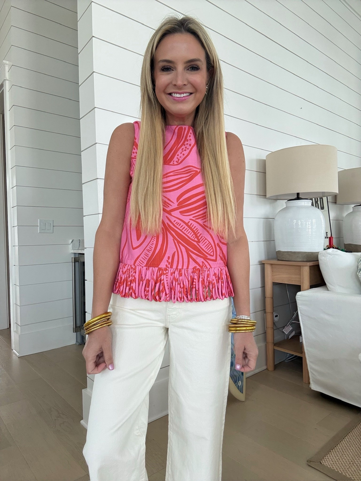 I love this top in pink. Wearing xs. Jeans are a fun wide leg in size 00. They run roomy

#LTKootd #LTKSeasonal #LTKTravel