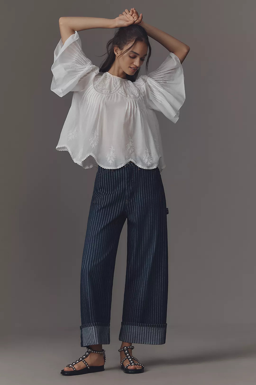 The Kayden Railroad Stripe Barrel Carpenter Jeans by Pilcro | Anthropologie (US)