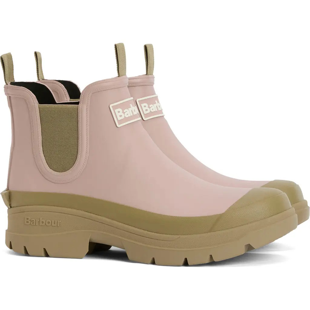 Barbour Nimbus Waterproof Chelsea Rain Boot in Gardenia Pink/bleached Olive at Nordstrom, Size 10 | Nordstrom