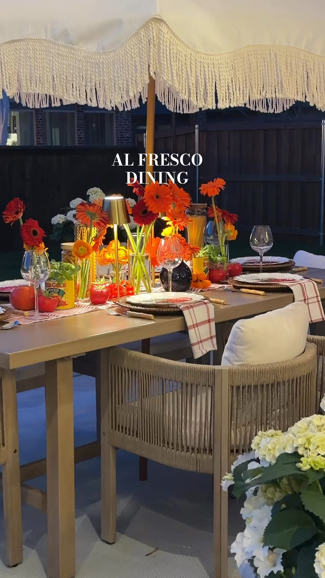 This is your sign to host an Italian-Tomato Night this season🍝

I LOVE HOSTING! And i love even more to have random dinners with a theme. I got everything off @amazon and overnighted everything. 

I am absolutely obsessed with how it turned out 🍷
Cheers

#alfrescodining #themedinner #pastanight #italiannight #hostingideas outdoor dining, outdoor hosting, romantic dinner idea, dinner idea, al fresco living,