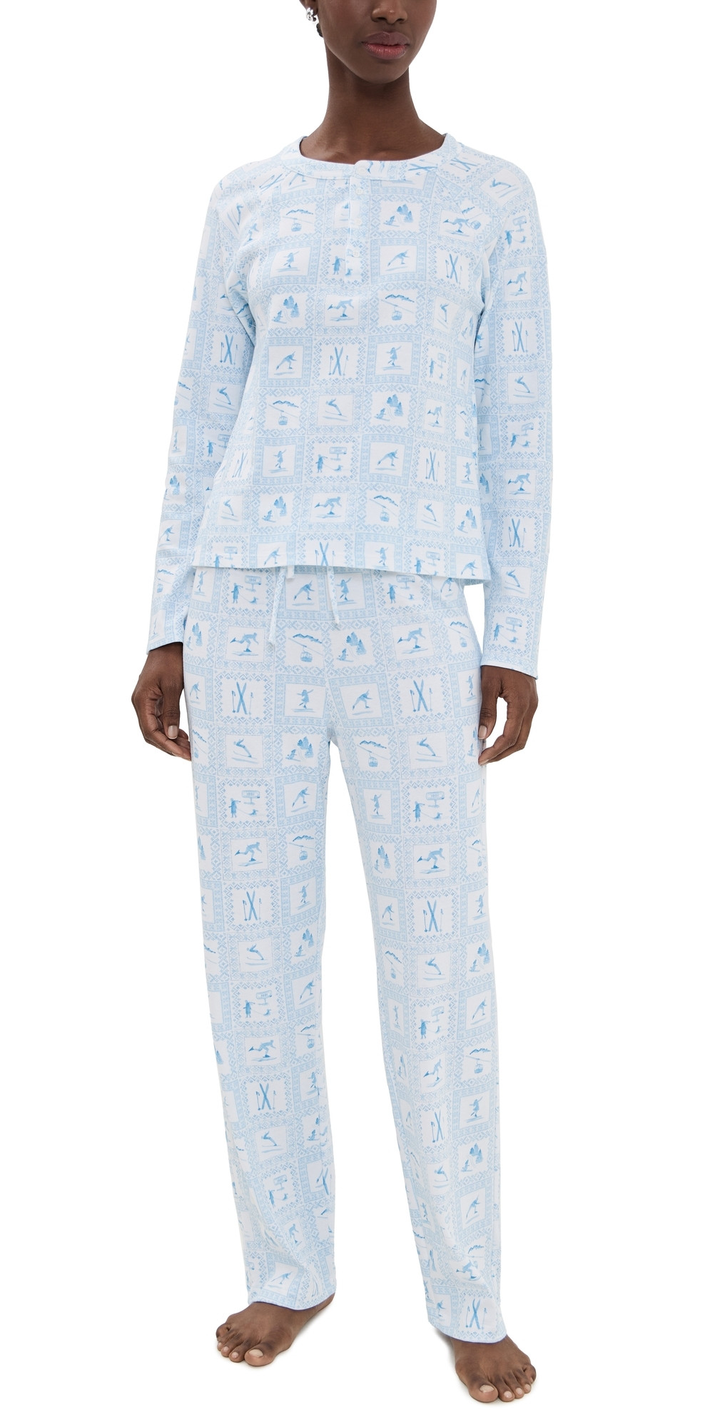 Hill House Home The Olivia Pant Pajama Set Blue Skiers Toile XXS | Shopbop