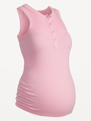 Maternity Rib-Knit Henley Tank Top | Old Navy (US)