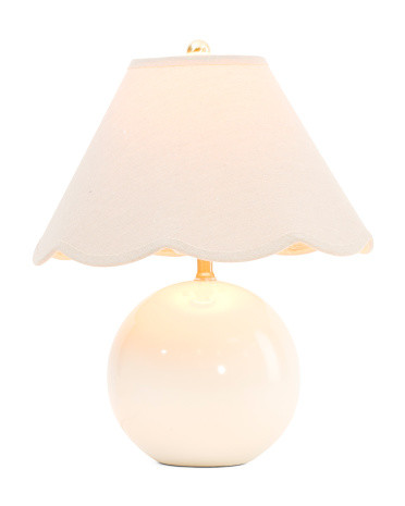 17in Ceramic Orb Table Lamp With Scalloped Shade | TJ Maxx