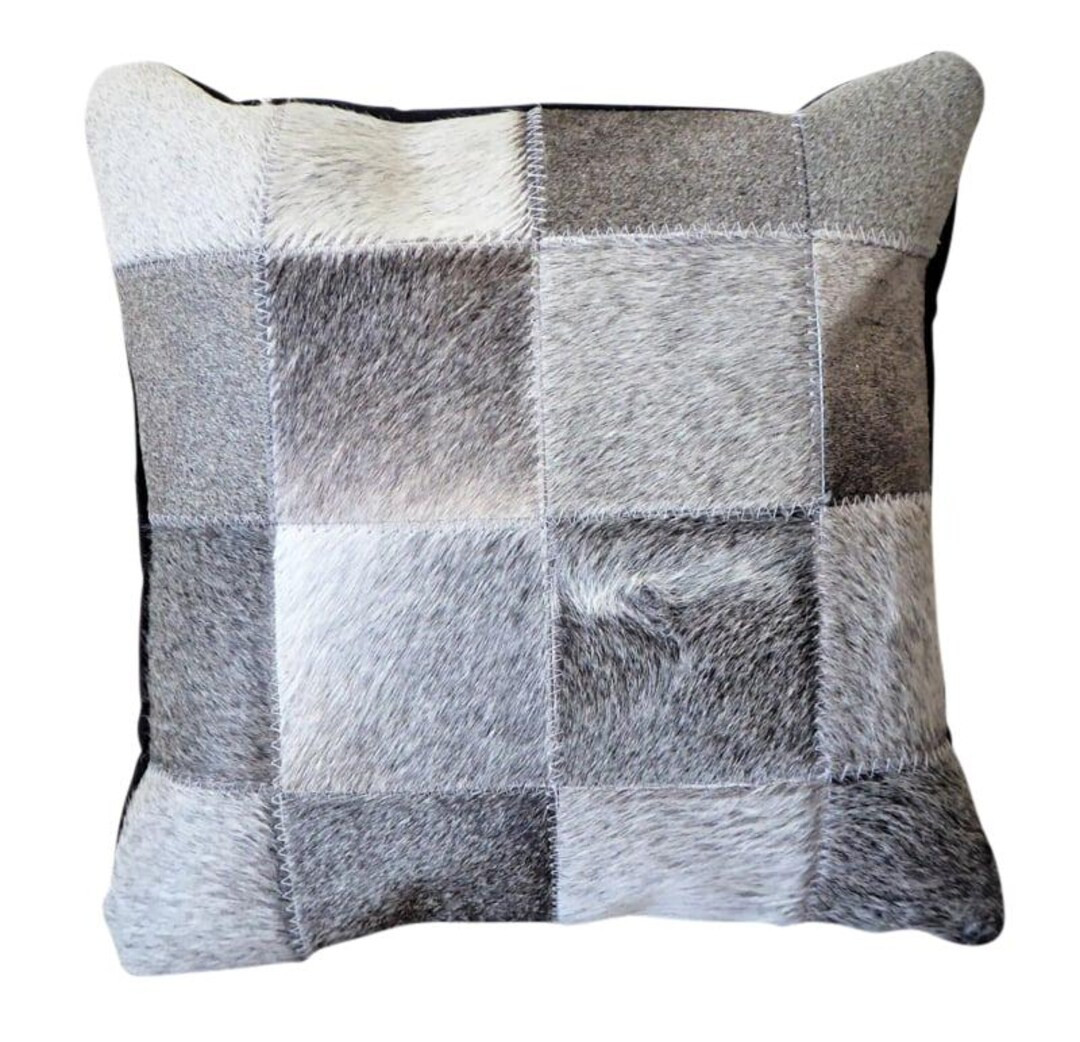 Natural Cowhide Patchwork Cushion Covers for Living Room & Home Décor - Cowhide Leather Cushion ... | Etsy (US)
