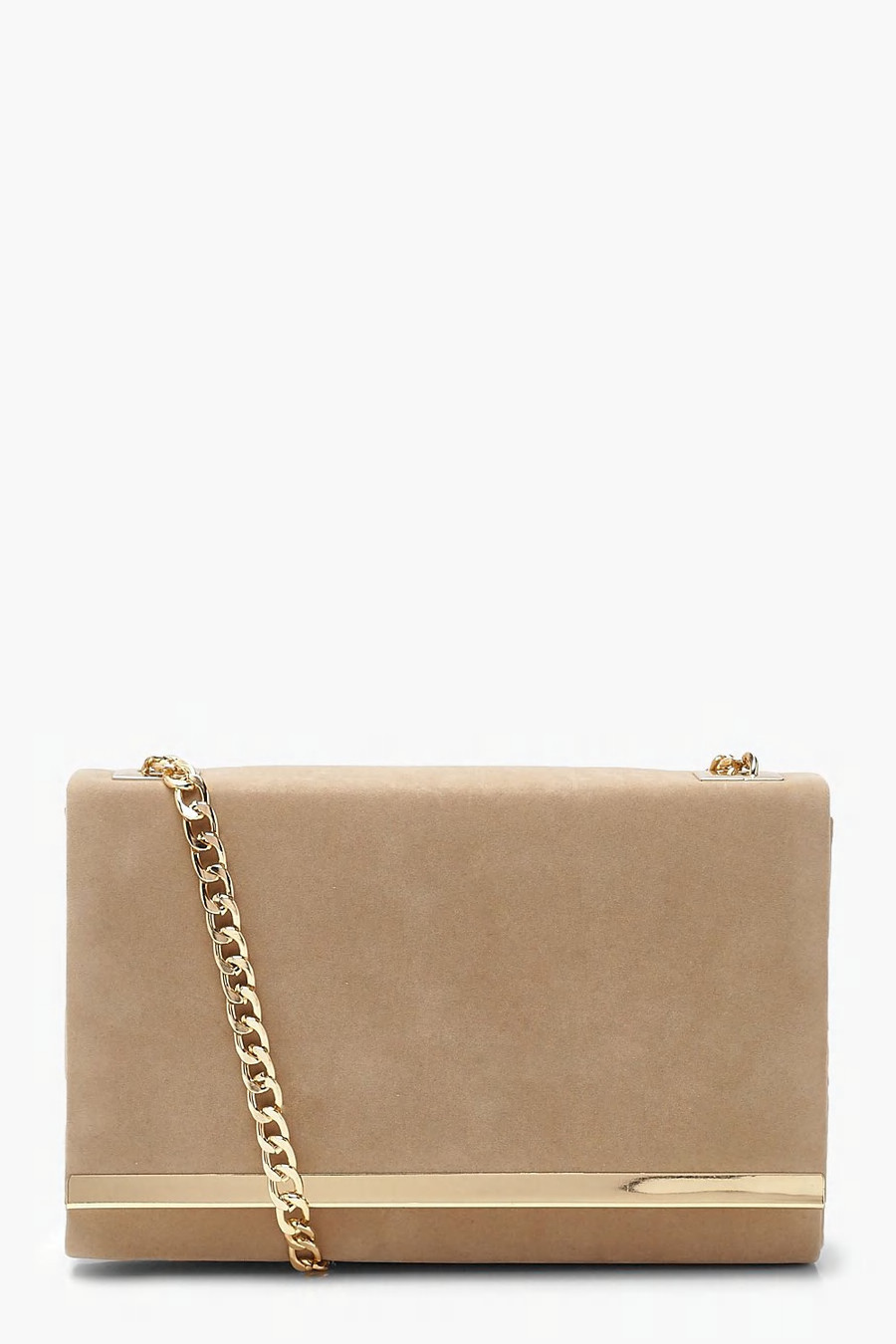 Structured Suedette Clutch Bag and Chain | Boohoo.com (US & CA)