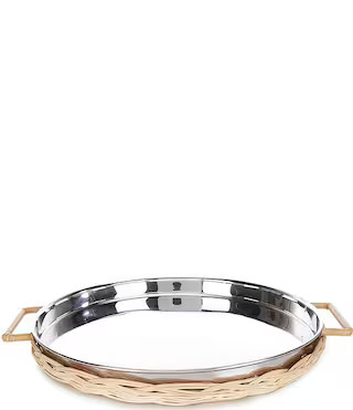 Wicker Barware Collection Round Serving Tray | Dillard's