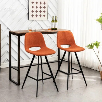 2 Counter Height Stools, Gray. Upholstered Seating. Metal Leg Structure. Built-in Footrest For Enhanced Comfort. 17.5" Seat Depth 28.25" Stools In Cha | Wayfair North America