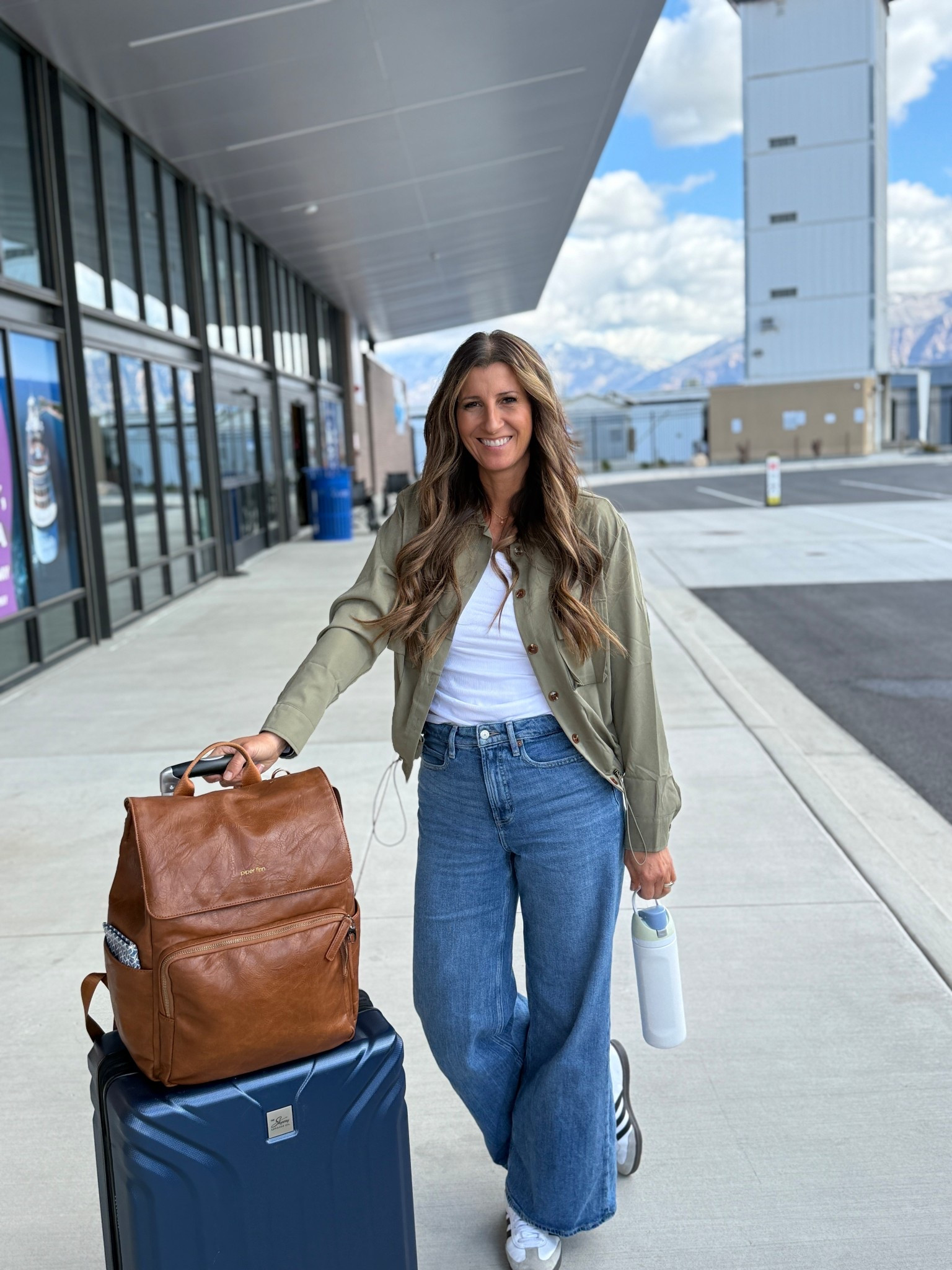 Travel OOTD!! 
My new favorite jacket and jeans. Jacket is TTS.  Size down on the jeans.  I’m wearing a 4 long. 🥰

#oldnavy #amazon 

#LTKootd #LTKOver40 #LTKMidsize