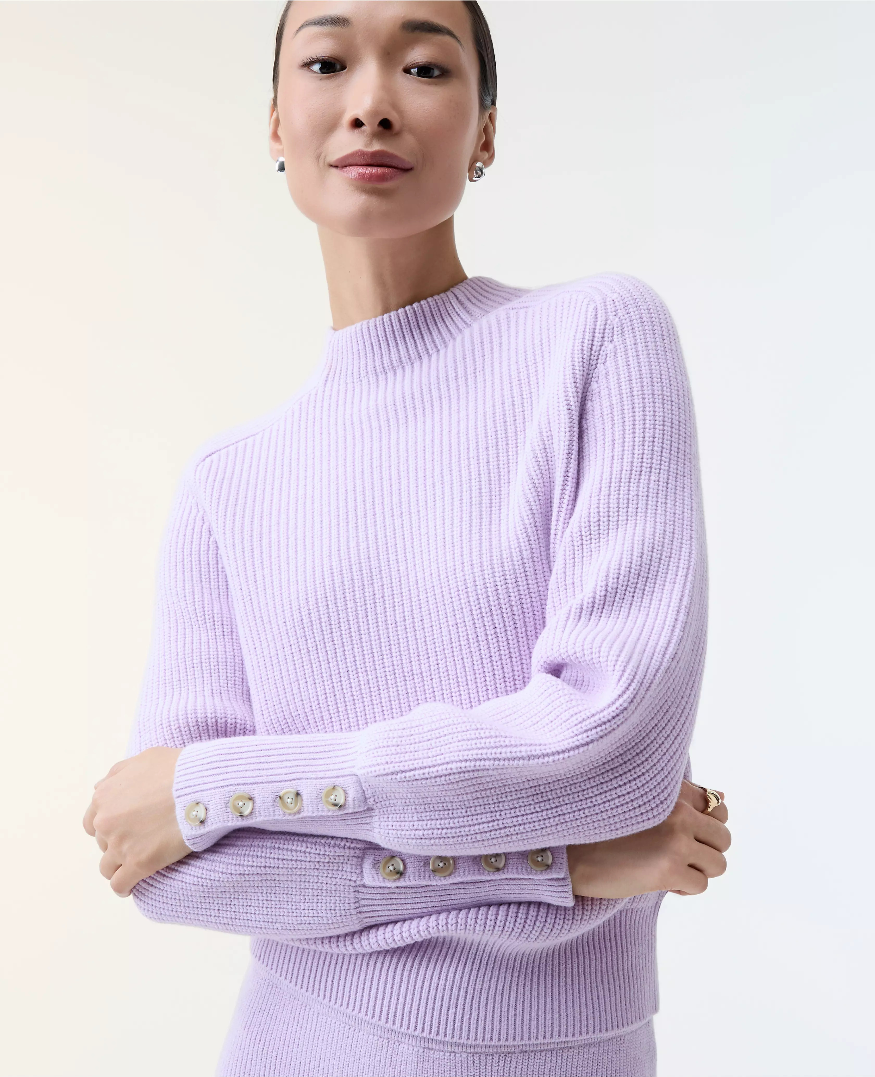 Ribbed Button Sweater | Ann Taylor