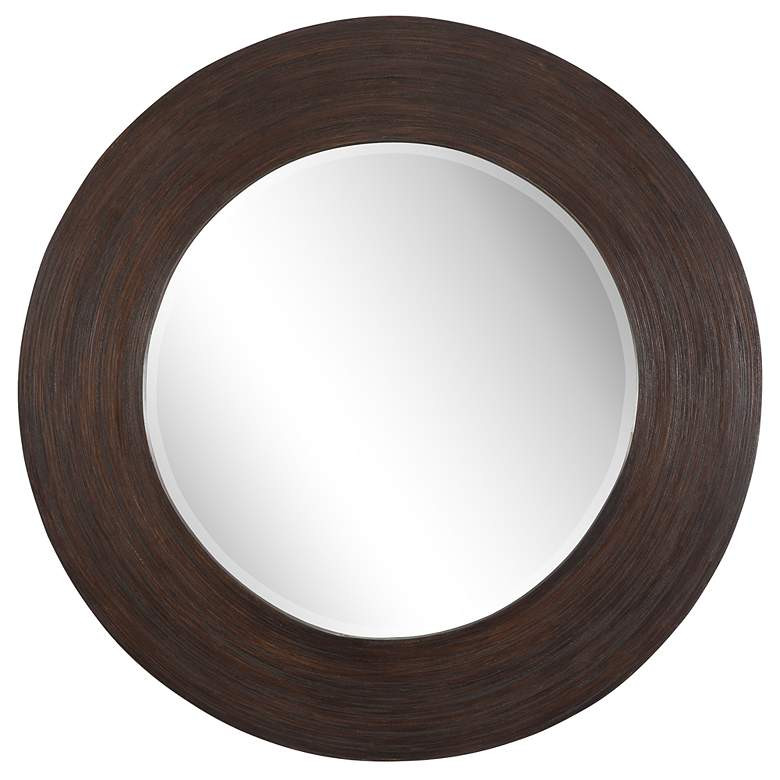 Uttermost Dutton 36" Dark Walnut Round Wall Mirror - #4736D | Lamps Plus | Lamps Plus