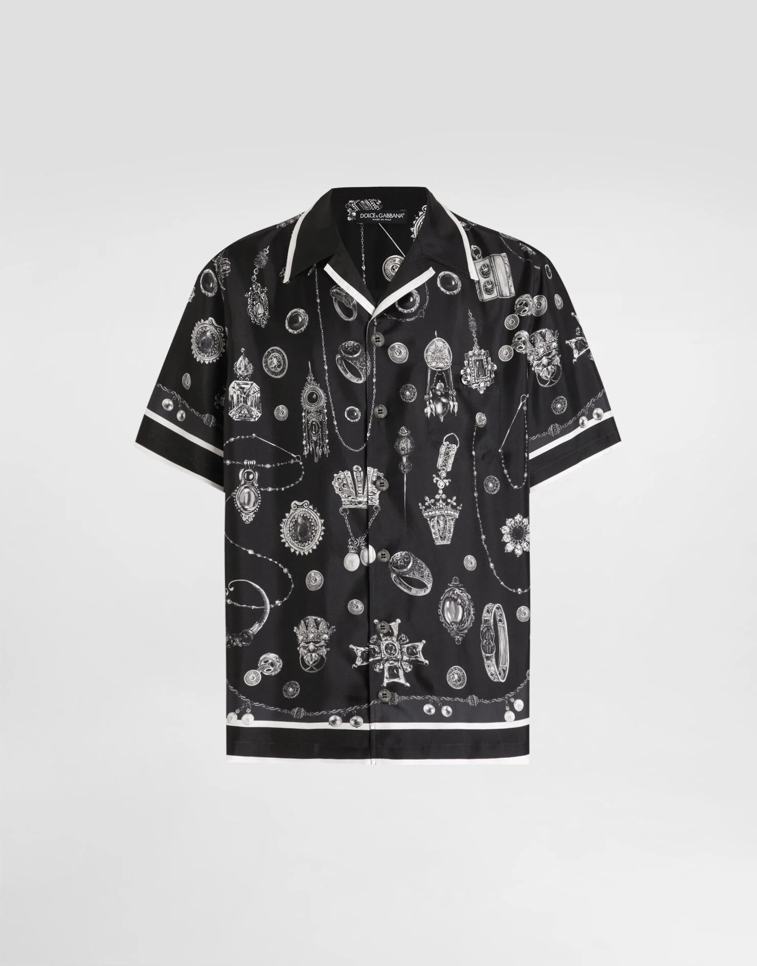 Medal-print hawaii silk twill shirt | Dolce & Gabbana US