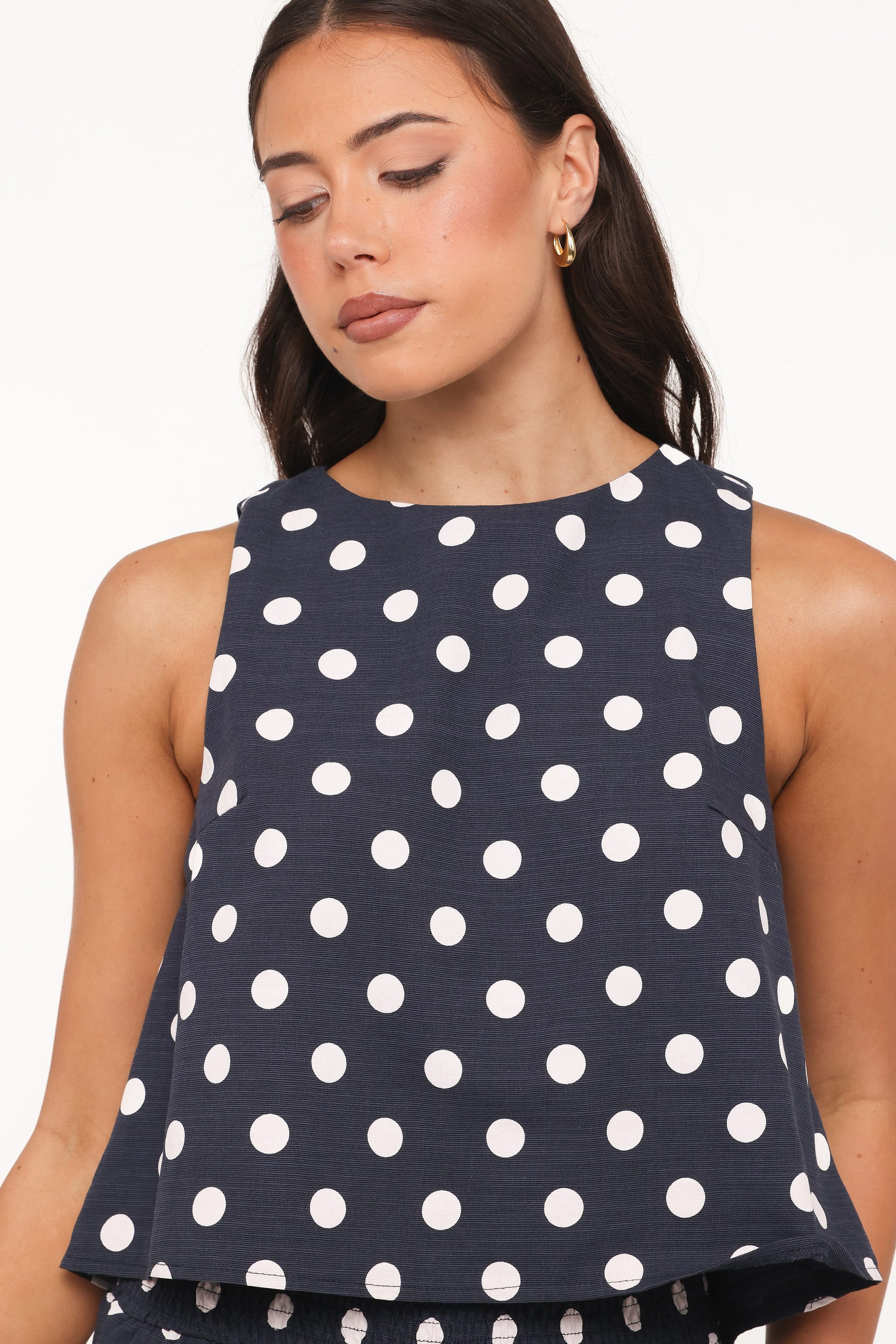 Jillian Smocked Pant Set - Navy Polka Dot | Petal & Pup (US)