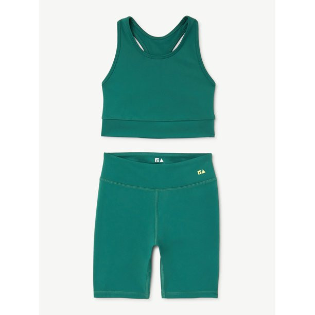 Free Assembly Girls Active Crop Top and Bike Shorts, 2-Piece Set, Sizes 4-18 | Walmart (US)
