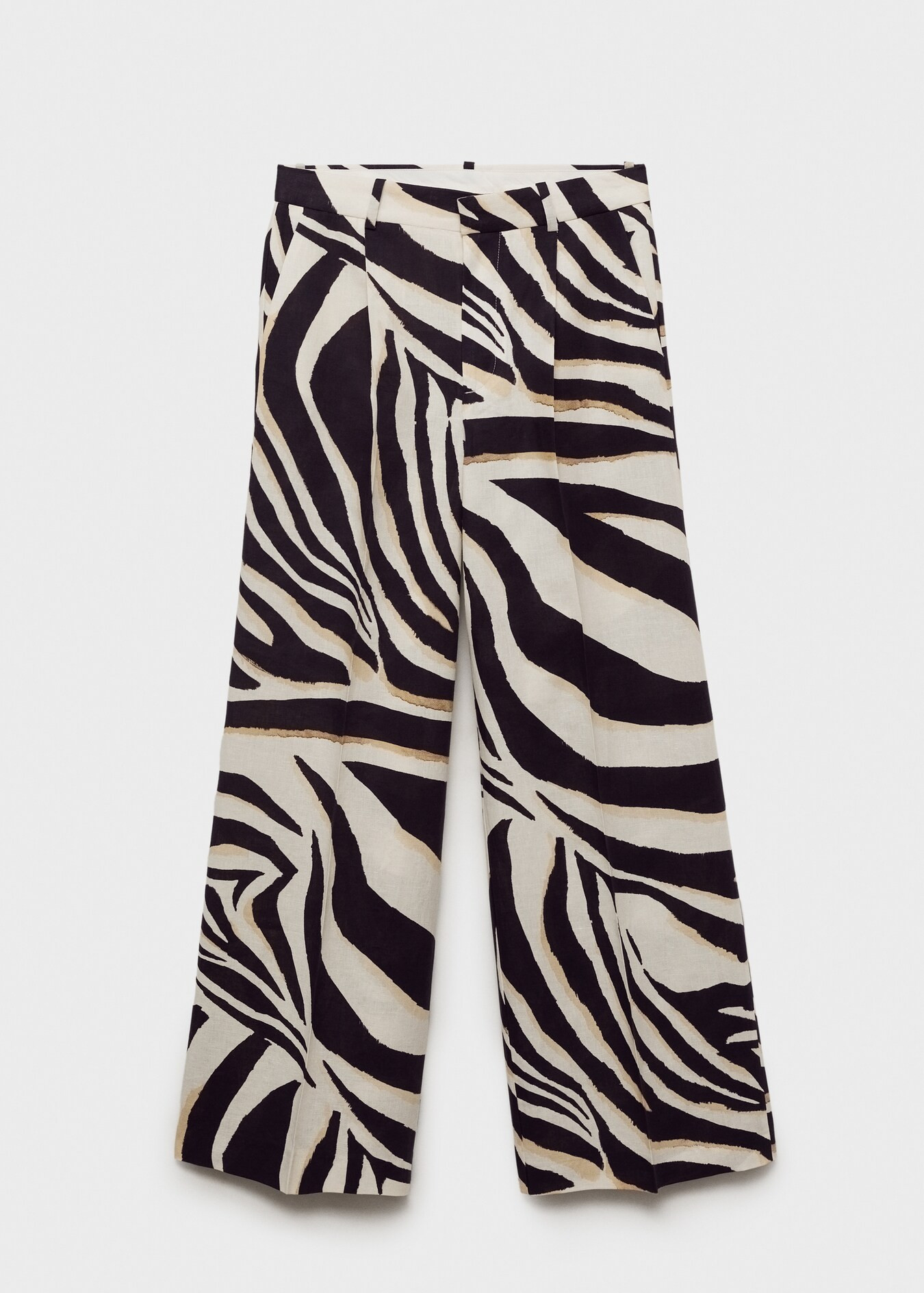 Zebra-print pleated wideleg trousers - Women | MANGO USA | Mango (US/MX/AU)