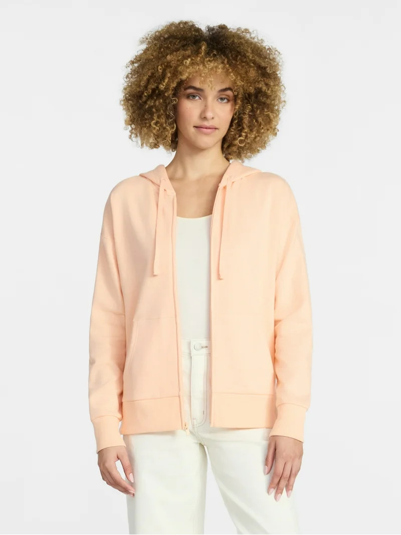 Time and Tru Women's and Women’s Plus Zip Front Fleece Hoodie Jacket, Sizes XS-4X | Walmart (US)