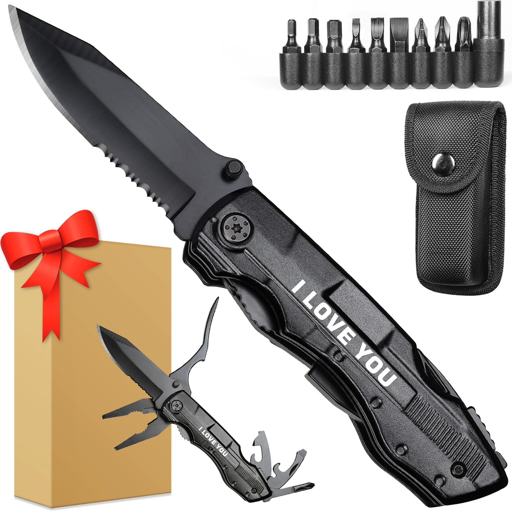 Gifts for Boyfriend Him Husband Dad Men,Multitool Knife I LOVE YOU,Valentines Day Unique Gifts,An... | Amazon (US)