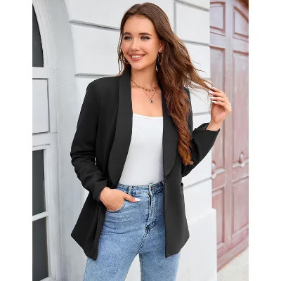 Blazer Jackets for Women Open Front Long Sleeve Work Office Casual Blazers with Pockets/Black XL | Target