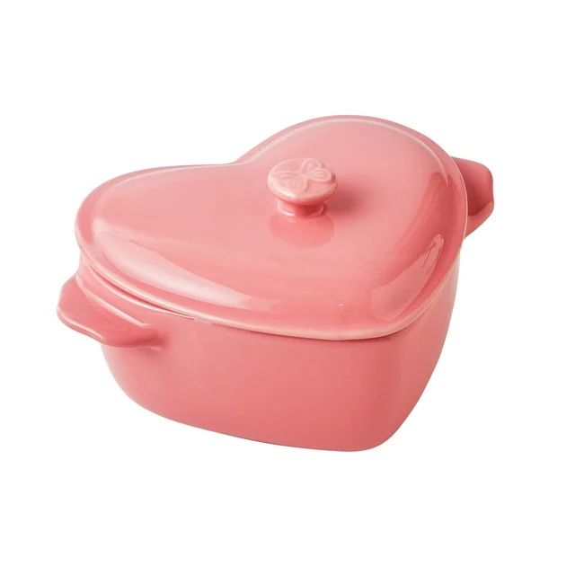 3-Piece Pink Colored Mini Hearts Ceramic Baking Dish with Lid, The Pioneer Woman 6.45" | Walmart (US)