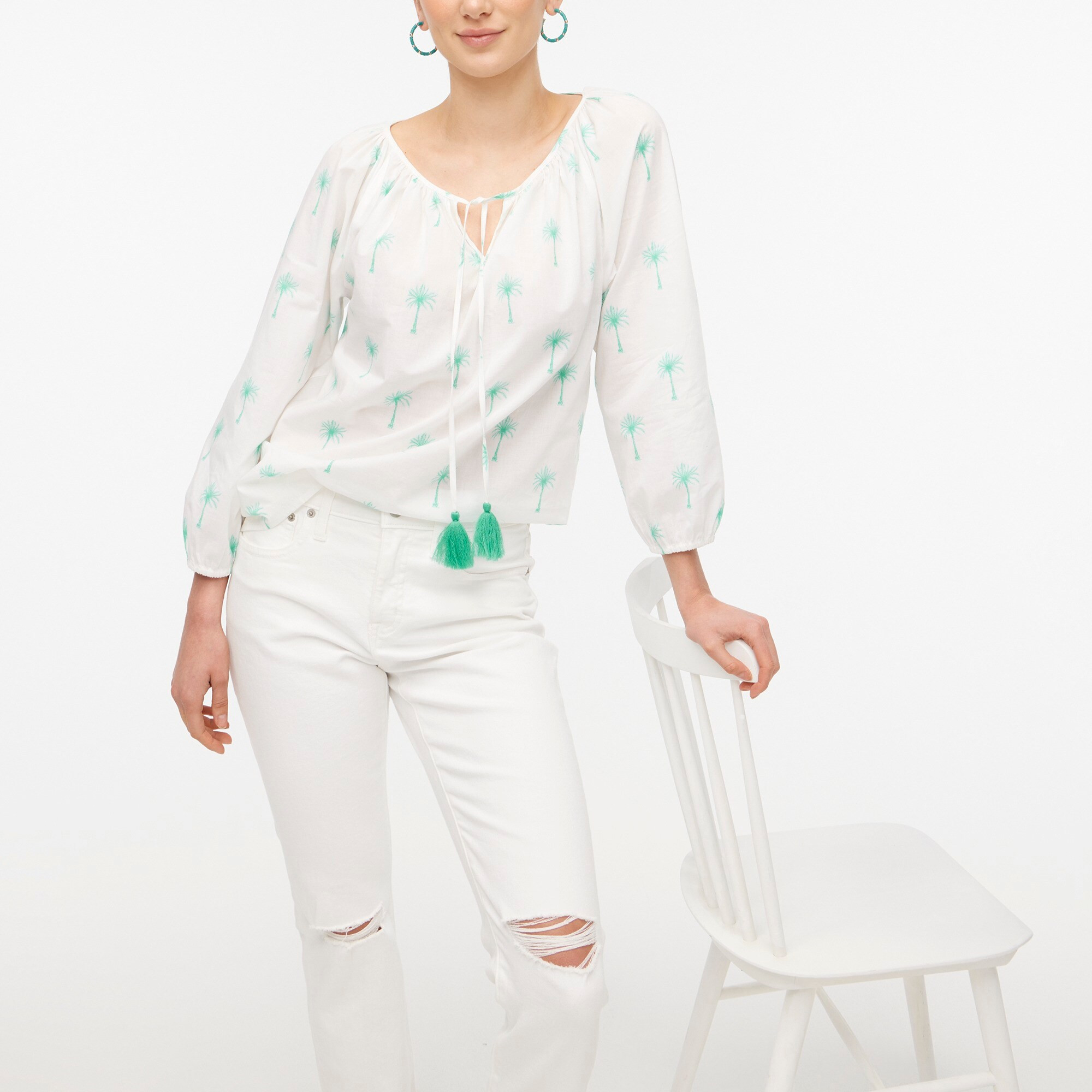 Raglan palm-print popover top | J.Crew Factory