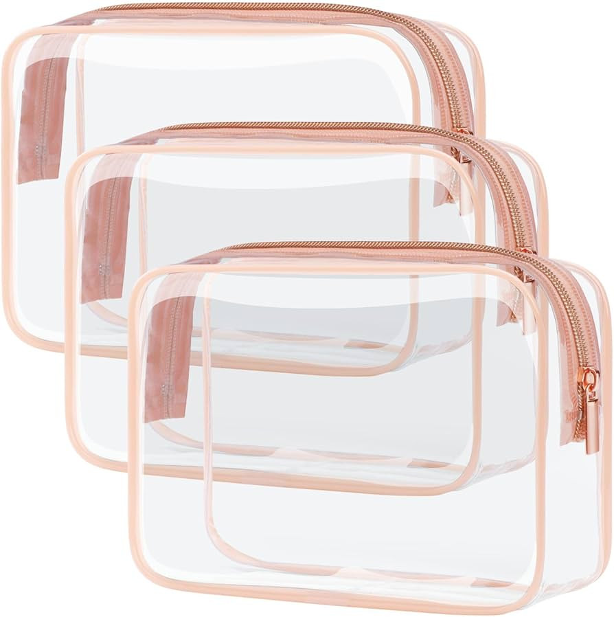 PACKISM Clear Makeup Bag - TSA Approved Toiletry Bag for Travel Size Toiletries, Travel Clear Toi... | Amazon (US)