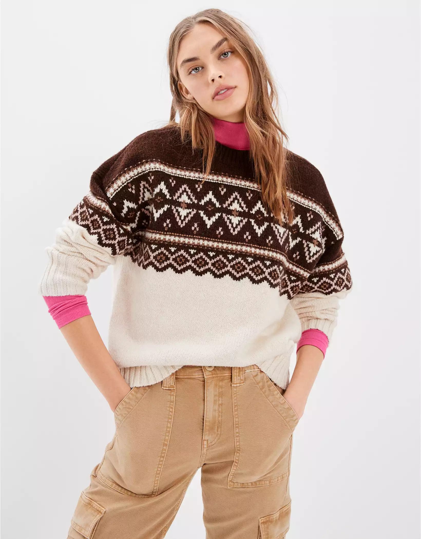 AE Fairisle Crew Neck Sweater - Winter Outfits | American Eagle Outfitters (US & CA)