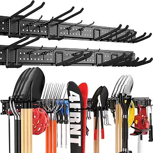 Garage Tool Organizer Wall Mount 99 inches with 18 Adjustable Heavy-Duty Hooks, Garage Organizati... | Amazon (US)