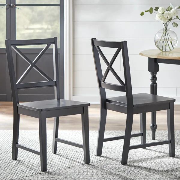 Omur Solid Wood Cross Back Side Chair (Set of 2) | Wayfair North America