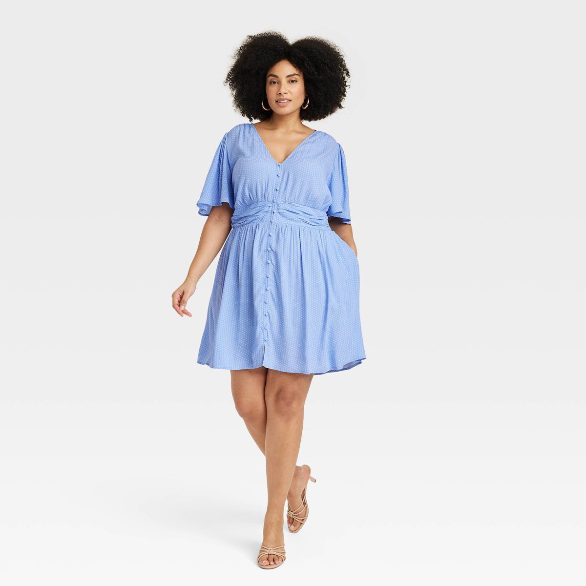Women's Flutter Short Sleeve Printed Crepe Mini Dress - A New Day™ | Target