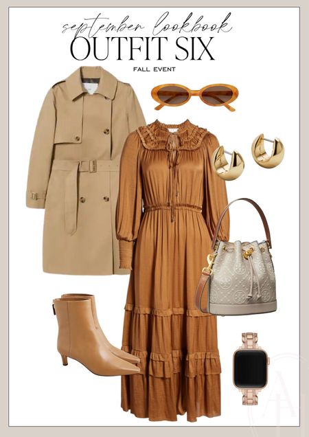 Fall event outfit idea. I love this ruffle trim dress and trench coat for cooler fall weather. 

#LTKSeasonal #LTKstyletip #LTKworkwear