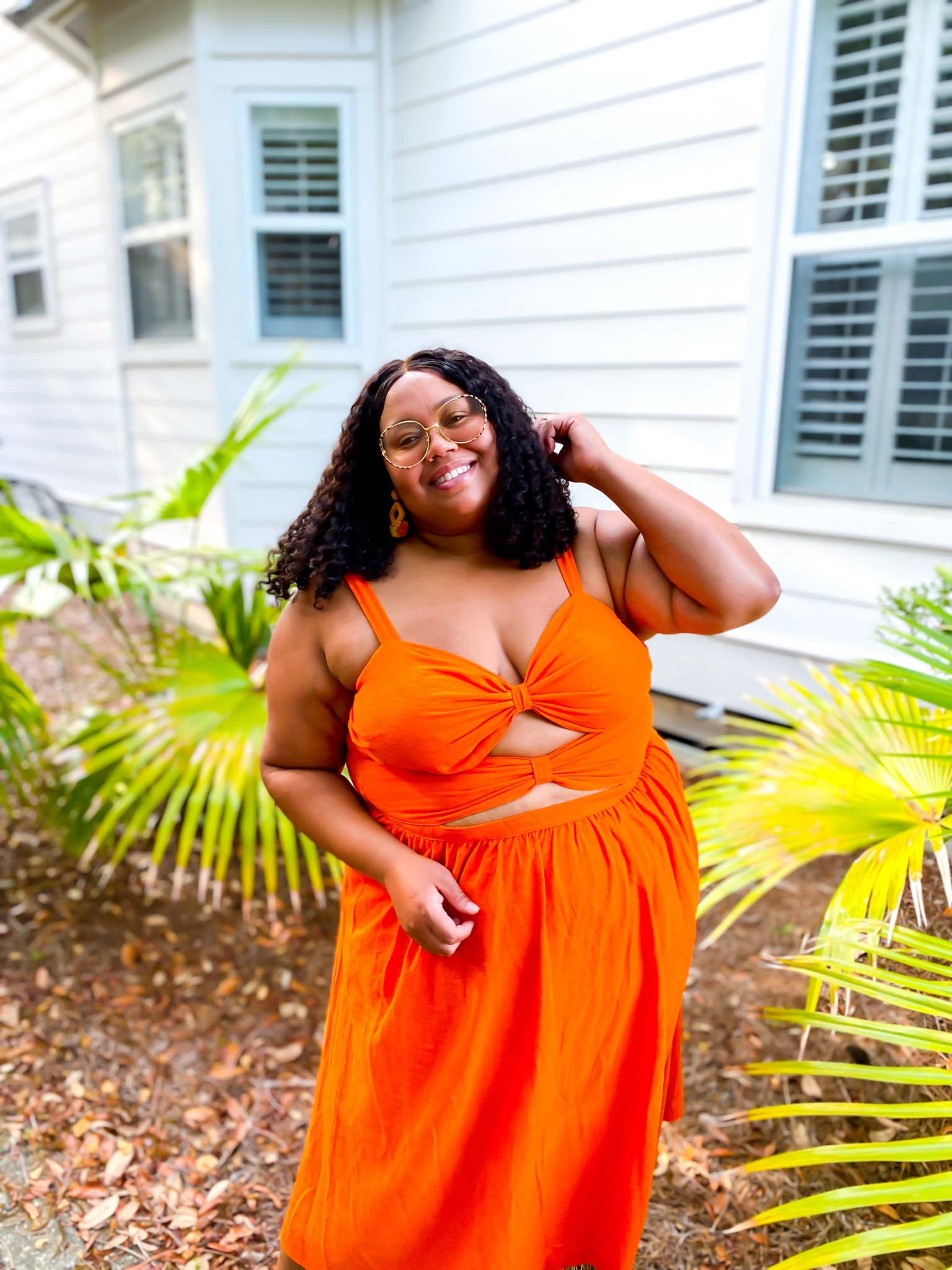 Orange sundress plus size sale