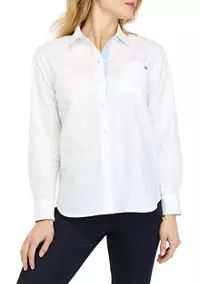 Crown & Ivy™ Women's Long Sleeve Oxford Boyfriend Shirt | Belk