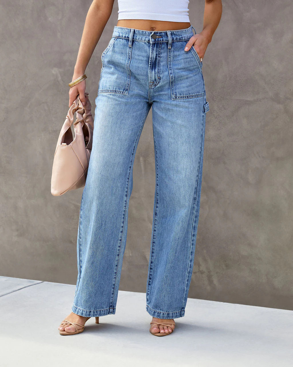 Laurent High Waisted Carpenter Wide Leg Jeans | VICI