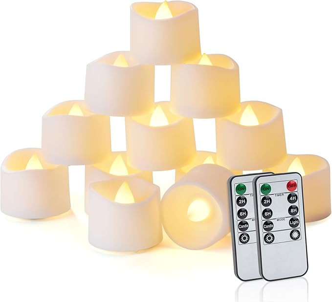 Homemory 24pcs Remote Timer LED Tea Lights Candles, 400+Hours Flickering Flameless Battery Operat... | Amazon (US)