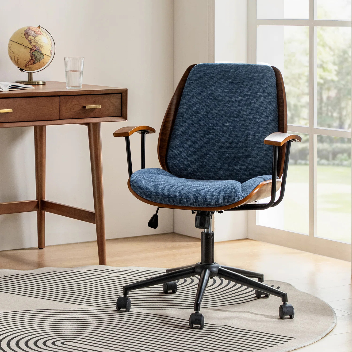 Oswina 37.75"H Modern Tilting Upholstered Solid Wood Office Chair with Bent Wood | Wayfair North America