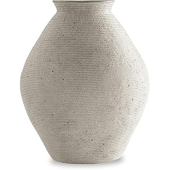 Signature Design by Ashley Hannela 12" Modern Distressed Polyresin Vase, Antique Tan | Amazon (US)