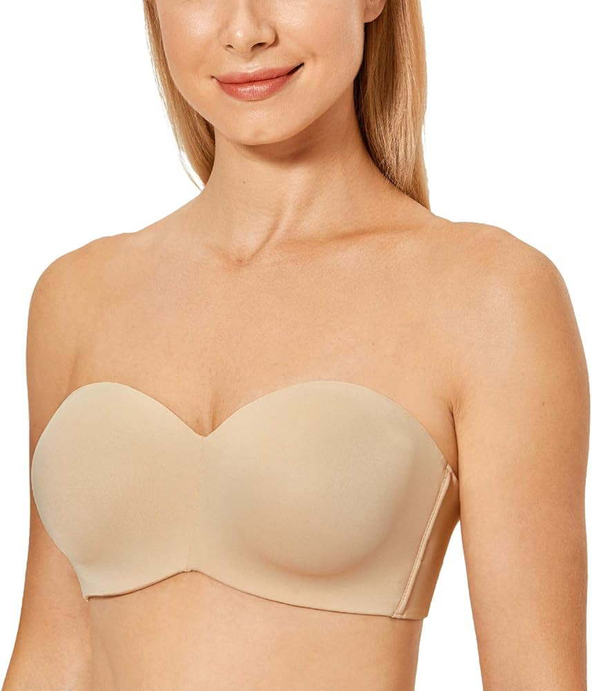 DELIMIRA Women's Strapless Bra Unlined Underwire Minimizer Plus Size Support | Amazon (US)