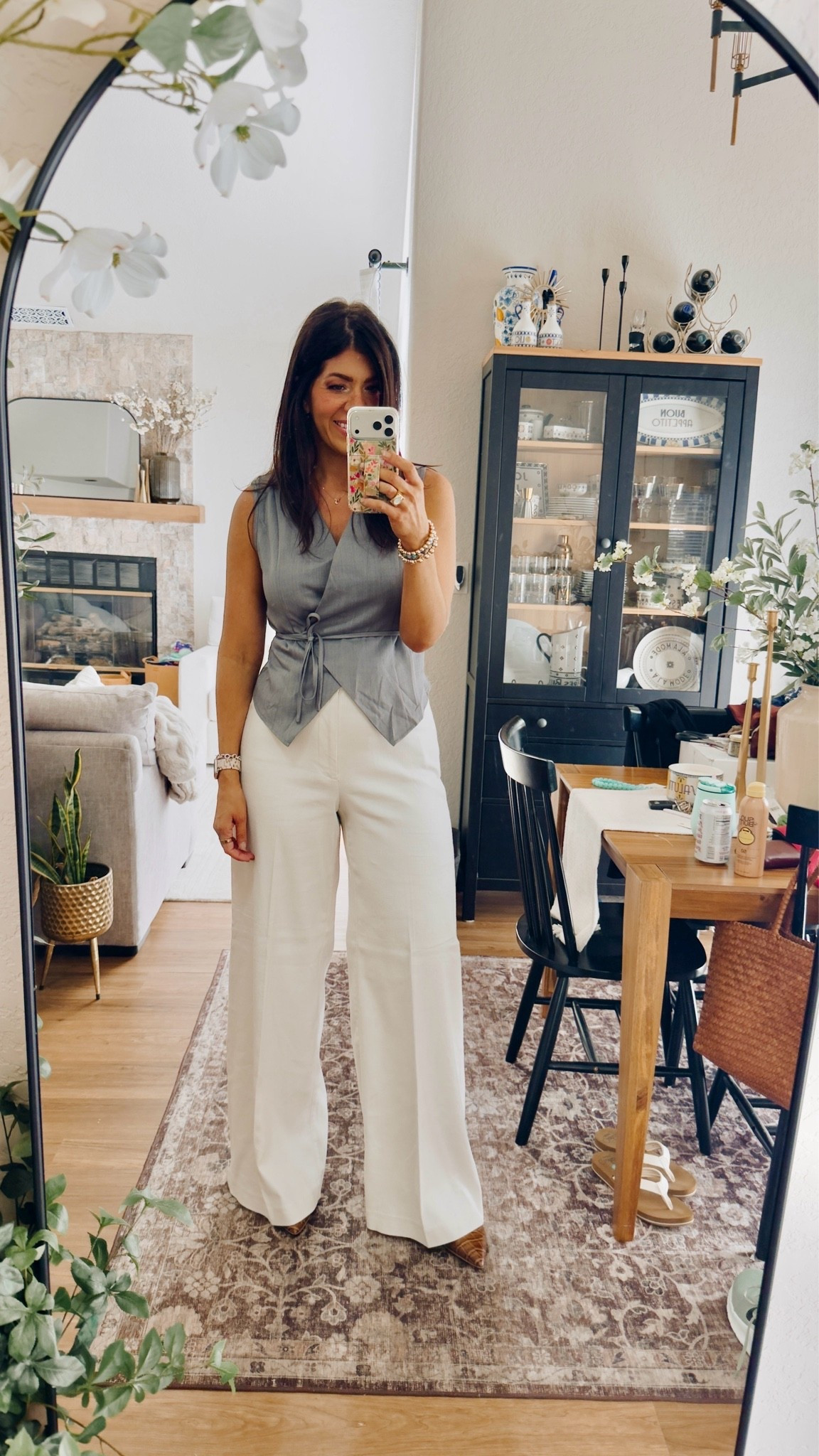 Work outfit of the day
In a medium wrap vest
Medium tall wide leg pants ;code Meghanxspanx

#LTKMidsize #LTKTall #LTKWorkwear