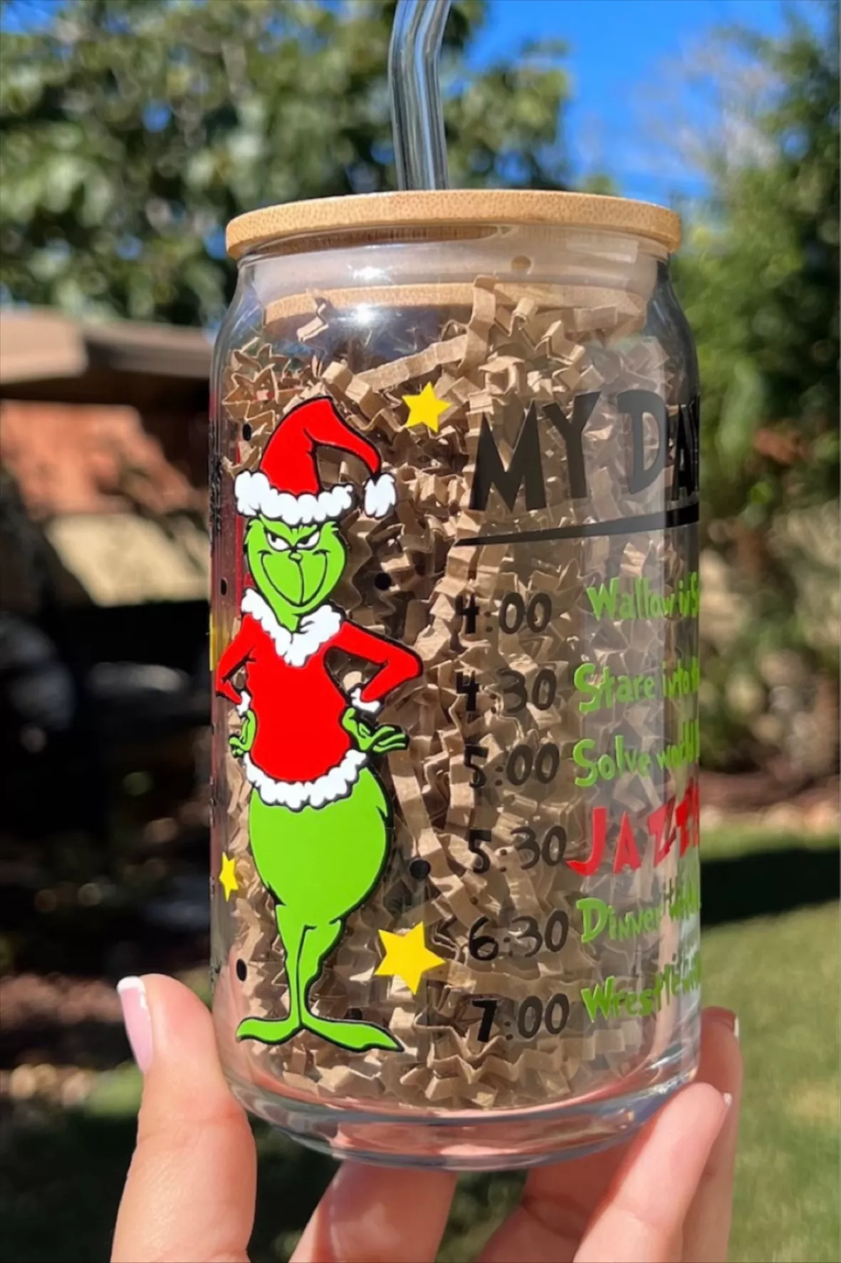 Grinch Starbucks Christmas Beer Can Glass Tumbler