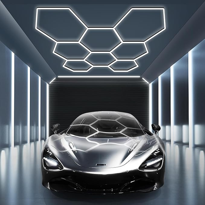 MODERN Hexagon Garage Light: Higher Brightness 38880 Lumens Honeycomb Garage Light, 8 Grid System... | Amazon (US)