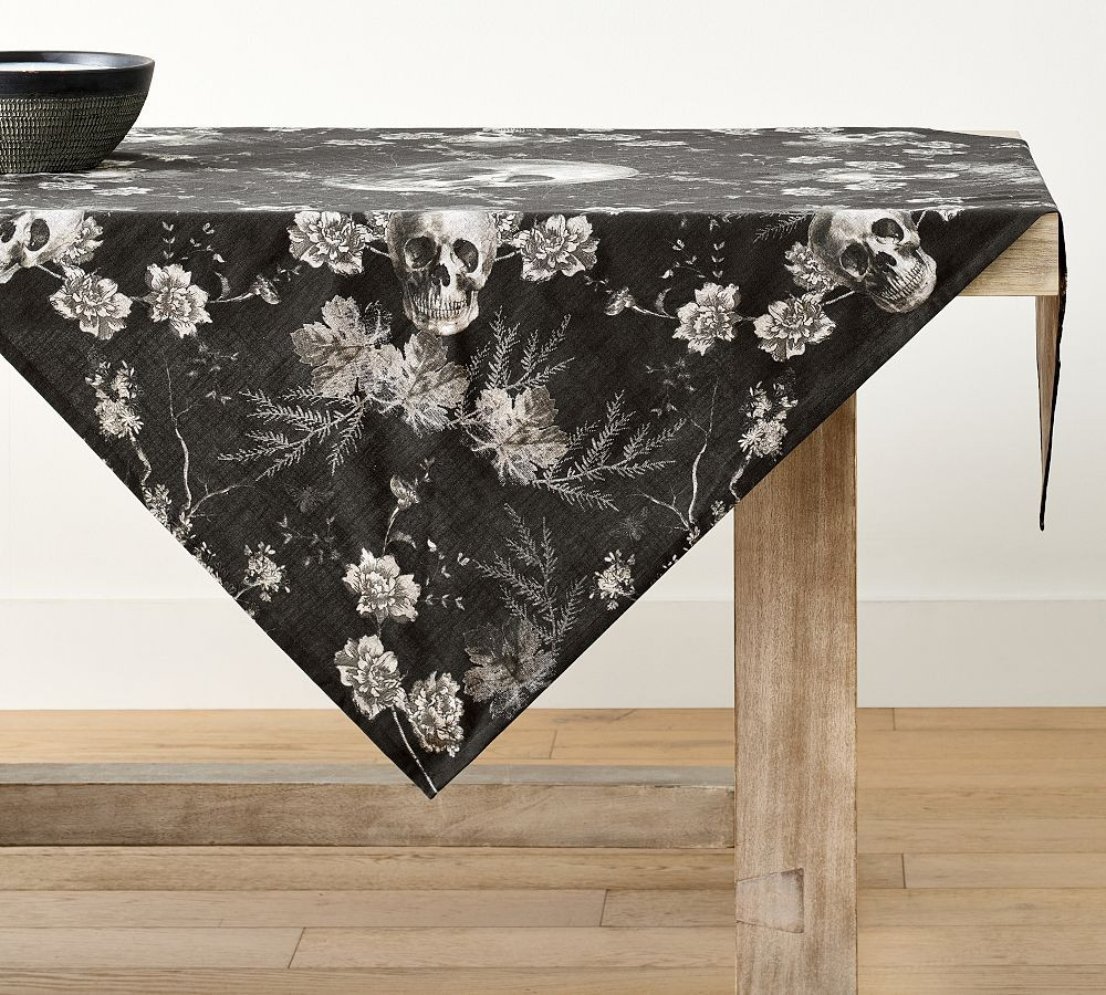 Skull Toile Organic Cotton Table Throw | Pottery Barn (US)