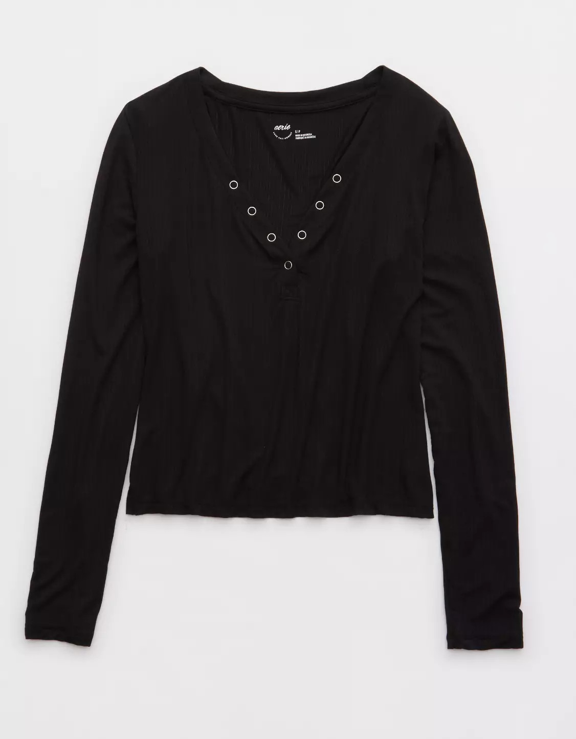 Aerie Superchill® Modal Rib Long Sleeve Henley T-Shirt | Aerie