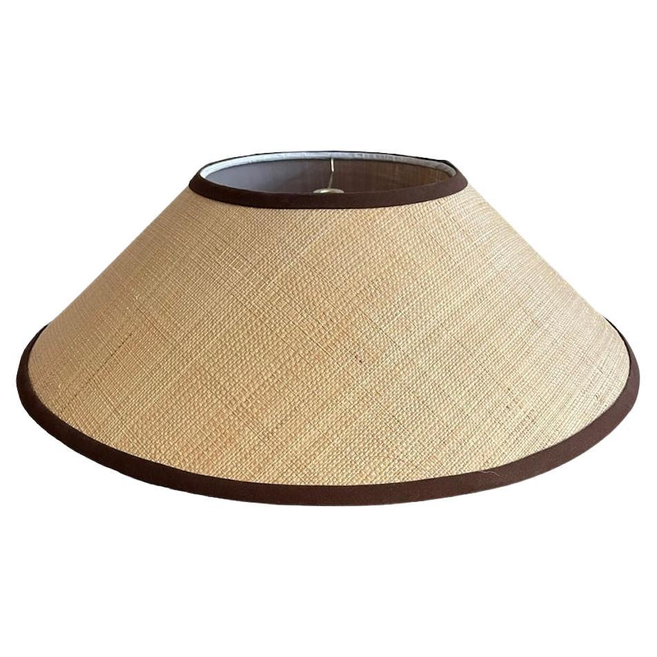 Raffia Empire Lamp Shade With Brown Trim | 1stDibs
