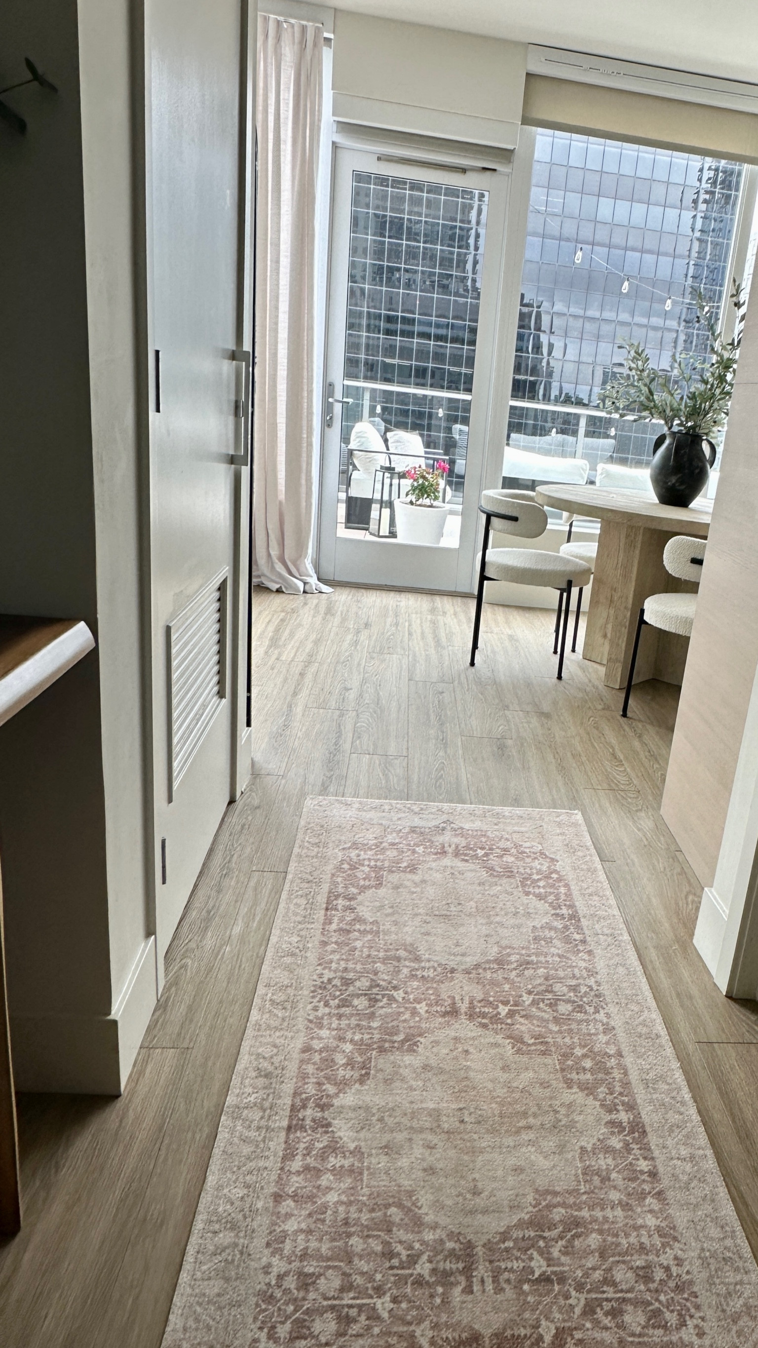 Neutral entry runner rug 

entryway, studio apartment, transitional home, apartment decor, target home 

#LTKunder100 #LTKsalealert #LTKhome