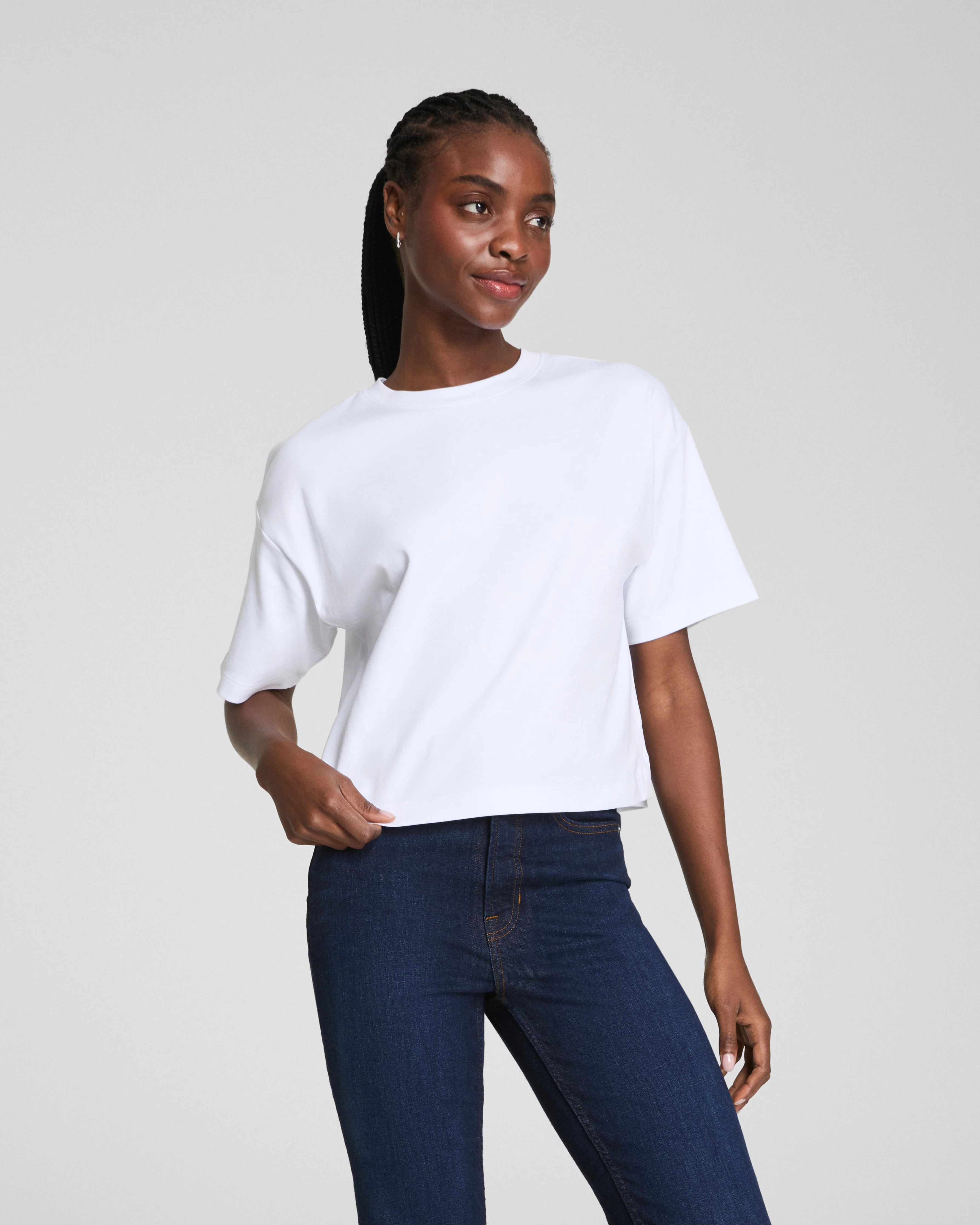 Spanx Women's Cotton Cropped T-Shirt in Classic White | Spanx