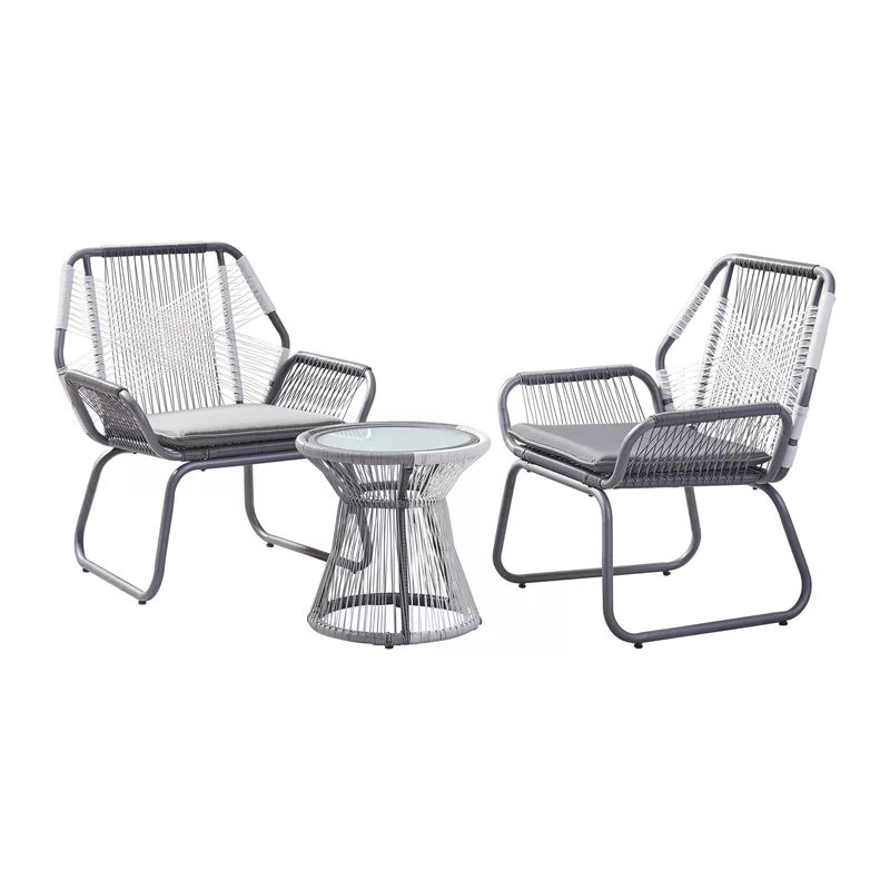 Sophia Outdoor 3 Piece Rattan Seating Group with Cushions | Wayfair Professional