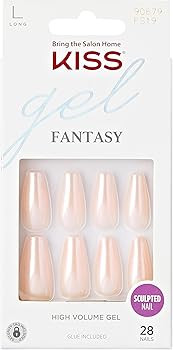 KISS Gel Sculpted, Press-On Nails, Nail glue included, Hold Me Closer', Off White, Long Size, Cof... | Amazon (US)